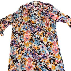 Anne Cole Floral Swim Cover-Up Multi Color Beach Tunic Dress Womens M/L NWT‎